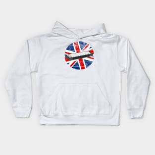 Harmonica UK Flag Britain Harmonicist British Musician Kids Hoodie